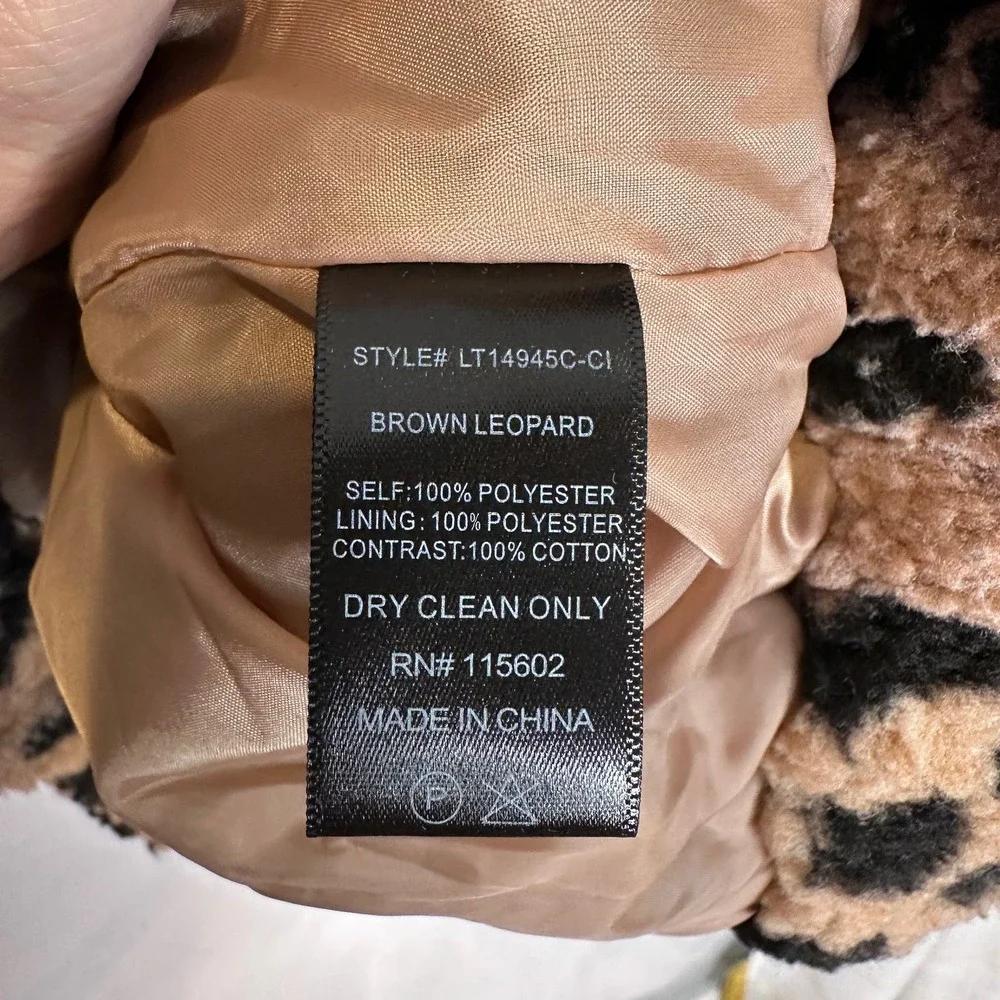 LUSH teddybear animal print leopard jacket size small - Picture 5 of 6